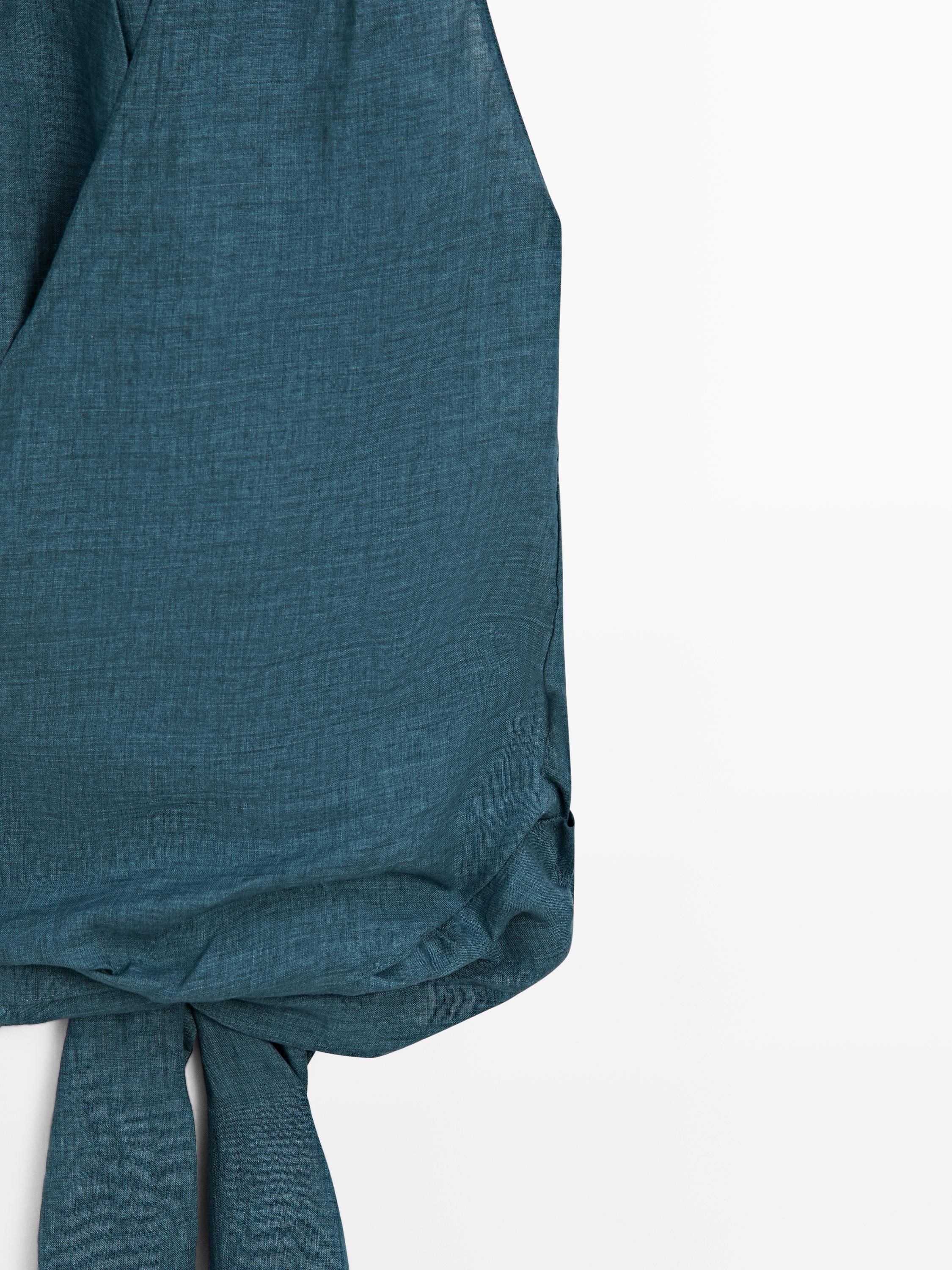 100% linen surplice top with tie detail